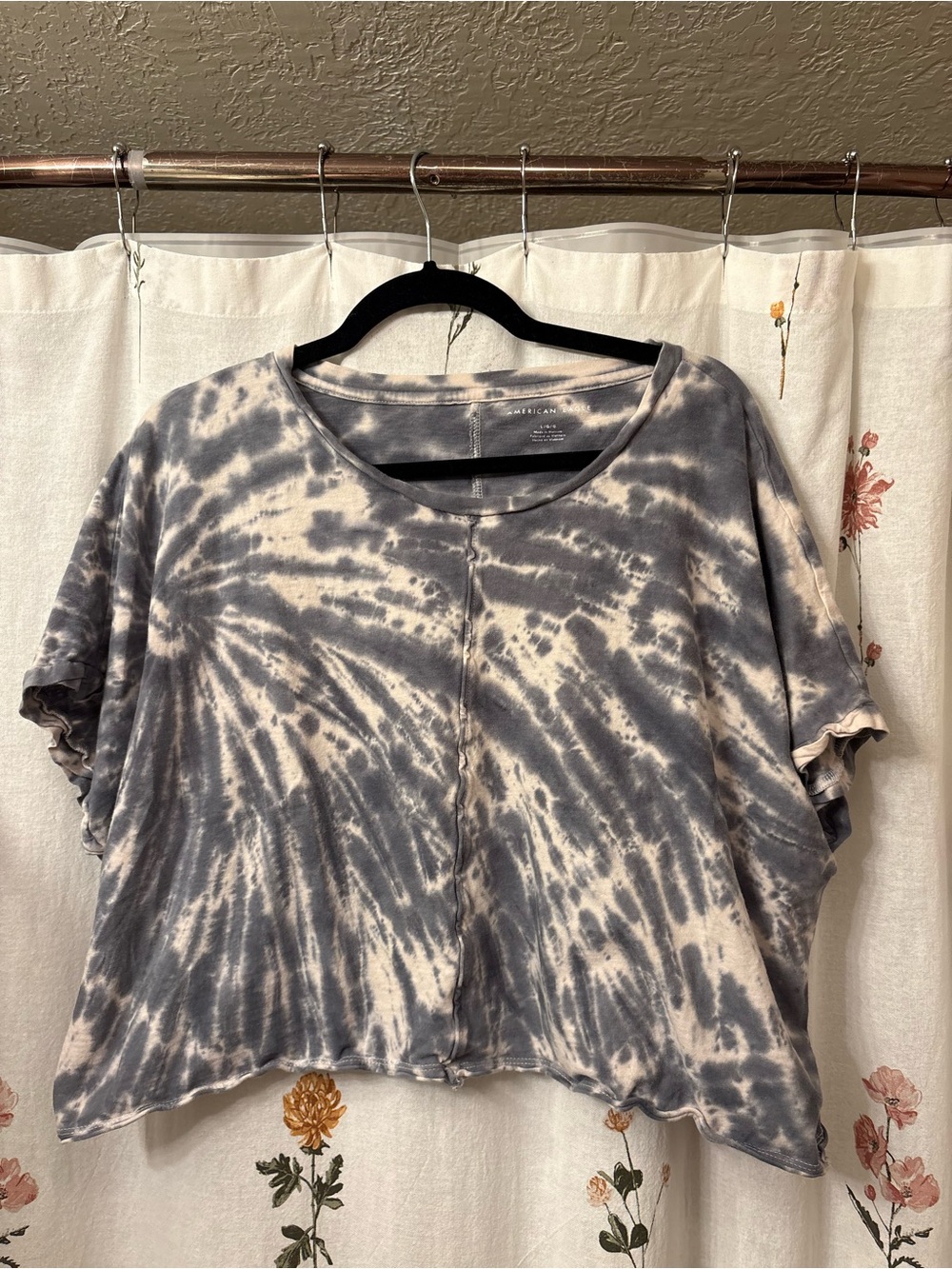 American Eagle Outfitters Tie-Dye Crop Top - Gray & Cream
